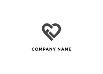 Letter f love heart logo icon and illustration template