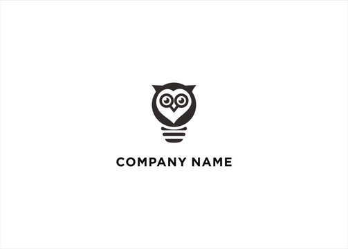 Owl bulb lamp idea creative logo