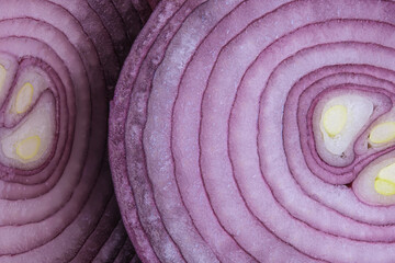 Detailed texture of the inside of a purple onion