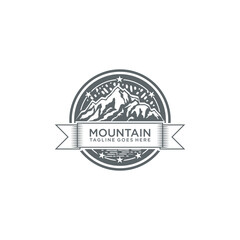 mountain logo design, with luxury badge vector eps 10