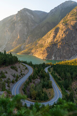 Serpentine Road Carving Through Mountain Scenery In BC