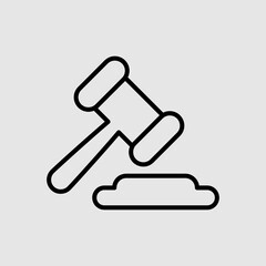 Judge gavel. Black simple vector icon trendy style illustration on white background