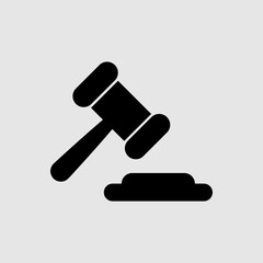 Judge gavel. Black simple vector icon trendy style illustration on white background
