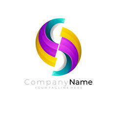 Symbol letter S logo with circle design vector. colorful style icons