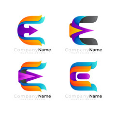 E logo vector, symbol letter E logo with 3d style