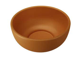 Empty brown bowl on white background