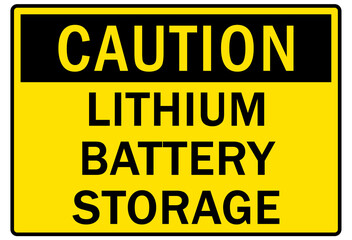 Lithium battery storage sign and labels 