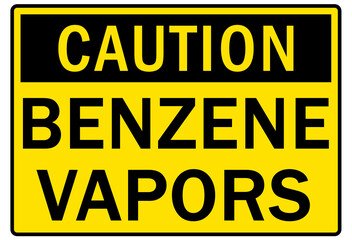 Benzene sign and labels benzene vapor