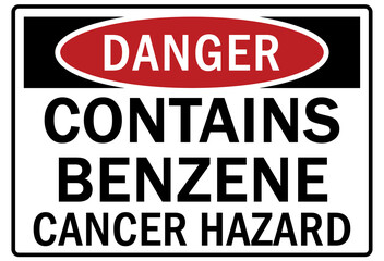 Obraz premium Benzene sign and labels contain benzene cancer hazard
