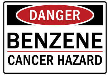 Fototapeta premium Benzene sign and labels cancer hazard