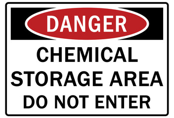 Obraz premium Chemical storage area sign and labels do not enter