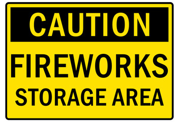 Chemical storage sign and labels fireworks storage area