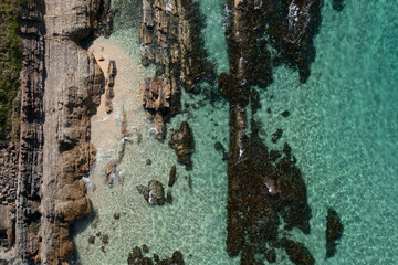 Beautiful view of a beach with rocks on the Barrington coast in Australia