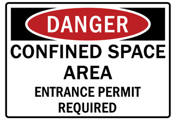Confined space sign and labels entrance permit required