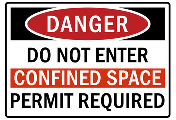 Confined space sign and labels do not enter confined space permit required - obrazy, fototapety, plakaty