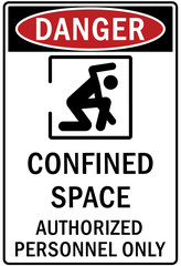 Confined space sign and labels authorized personnel only