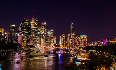 Fototapeta na wymiar Night scenes of Brisbane CBD from Kangaroo point cliff 