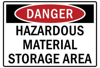 Hazard storage sign and labels hazardous material storage area