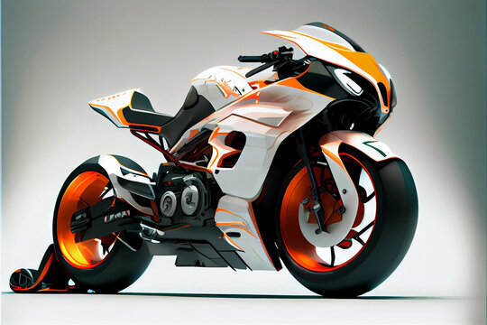 Futuristic sport motorcycle concept. Generative AI illustration