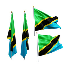 3d rendering tanzania east africa flag fluttering and no fluttering