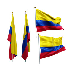 3d rendering colombia south america flag fluttering and no fluttering