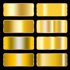 3d icon with gold plates black background. Vector illustration.