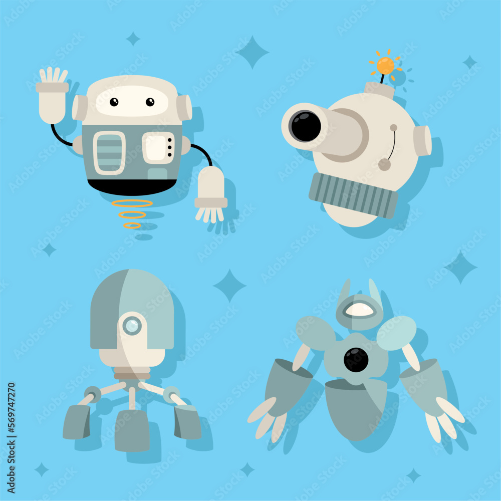 Poster four robots different styles