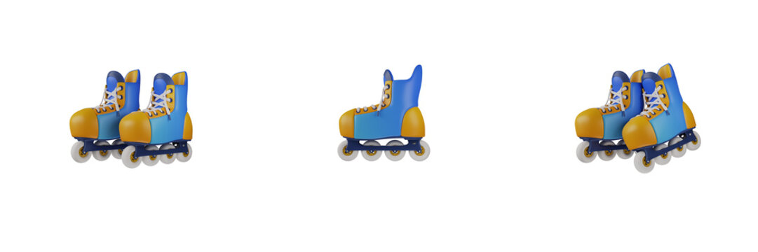 Inline Skates, Rollerskates Equipment. 3D Render Icon Isolated White Background.