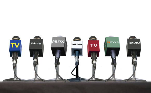 Microphones set-up during press interview