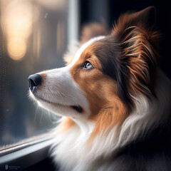Dog Looking Out Window - adorable pet photography