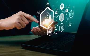 Digital online marketing commerce sale concept, Promotion of products or services through digital...