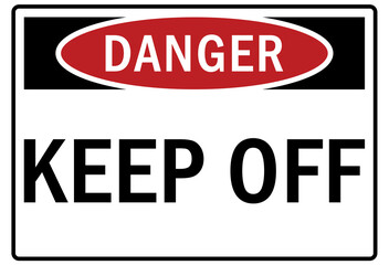 Machine hazard sign and labels keep off