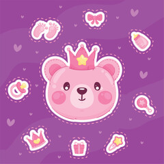 baby icons and bear teddy