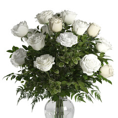 bouquet of white roses on transparent background PNG file	