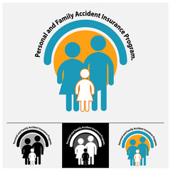 Vector illustration, Family insurance program symbol or icon.