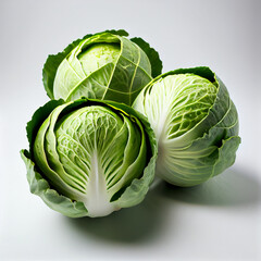 Fototapeta premium three Brussels sprouts in a white background