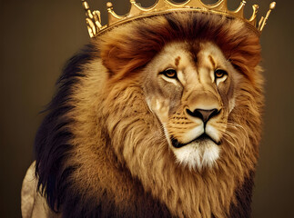 Lion king portrait animal , Wildlife , generative ai	