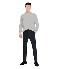 Stylish man in fashionable clothes on a white background. Vector illustration in flat style