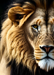 Naklejka premium Lion king portrait animal , Wildlife , generative ai 