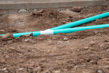construction site with new water pipes