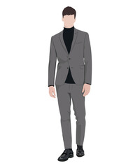 Obraz na płótnie Canvas A man in a business suit on a white background. Vector illustration in flat style