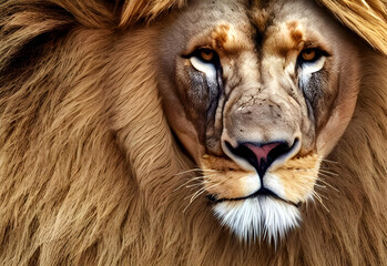 Lion king portrait animal , Wildlife , generative ai	