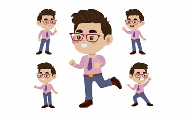 Office worker with different poses