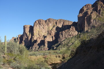 Salt River scenic landscapes delight the eye.  The banks of the Salt River in Tonto National Forest offer dramatic and breathtaking views. - 569754676