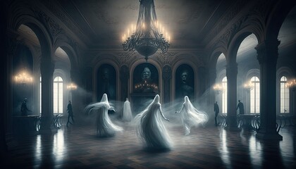 Dancing Ghosts in Ballroom - obrazy, fototapety, plakaty