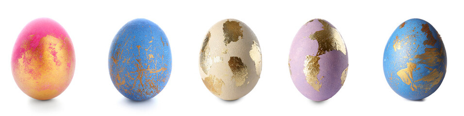Set of colorful Easter eggs isolated on white