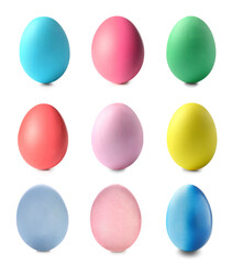 Set of colorful Easter eggs isolated on white
