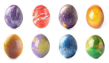 Set of colorful Easter eggs isolated on white