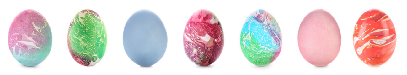 Set of colorful Easter eggs isolated on white