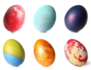 Set of colorful Easter eggs isolated on white